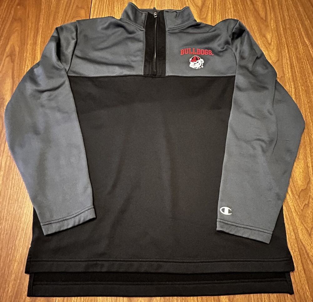 Champion Georgia Bulldogs Quarter-Zip Pullover Gray & Black - Medium